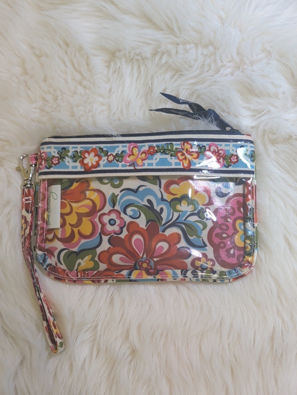 Vera Bradley 2009 Hope Gareen Floral Multicolor Wristlet Wallet Clear Front